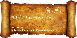 Mihályi Ancilla névjegykártya